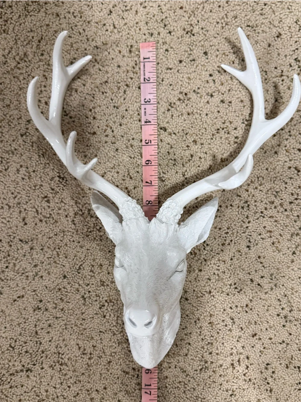 White Deer Head Wall Decor - Modern Antler Accent